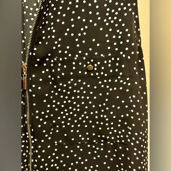 2/$15 - Dynamite Black & White Polka Dot Sleeveless Blouse – Zip Front - Picture 6 of 8